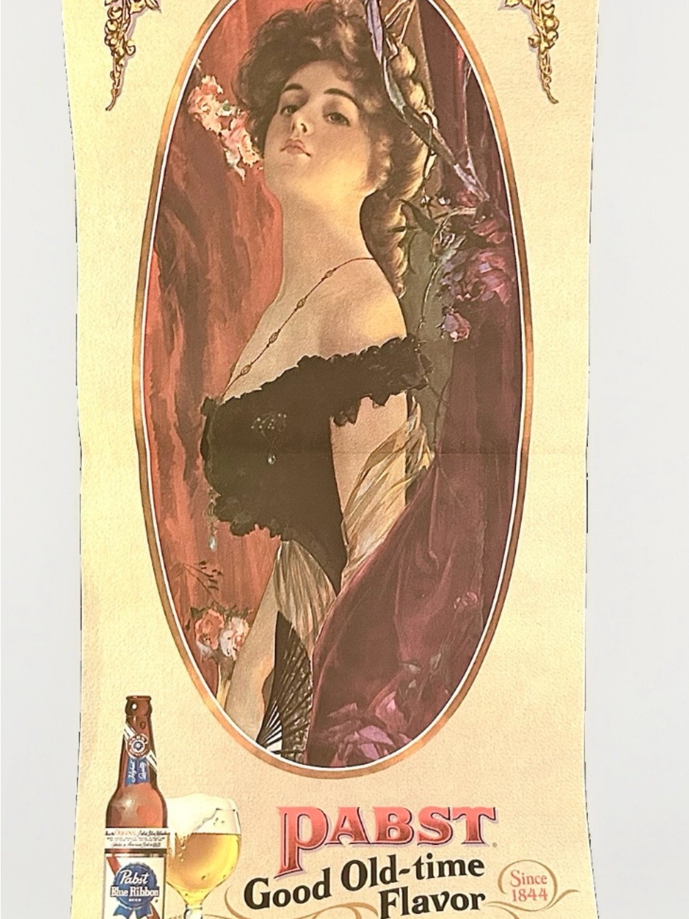 1971 Pabst Blue Ribbon Beer "Victorian Woman" Poster Sign